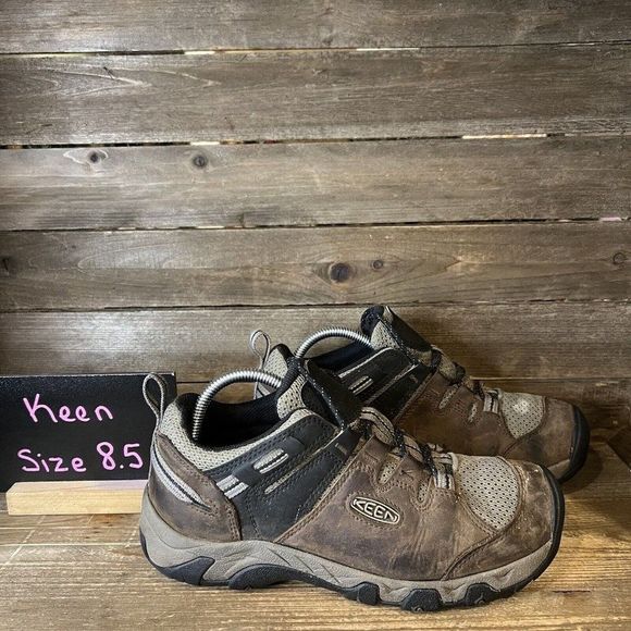 Mens Keen Steens Vent Brown Leather Outdoor Hiking Shoes Sneakers Size 8.5 M GUC - Picture 1 of 10